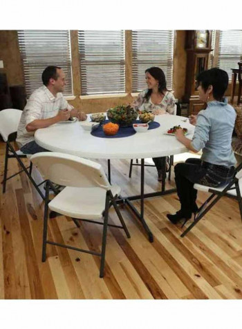Round Fold-In-Half Table White/Silver 152.4x152.4x75.7cm