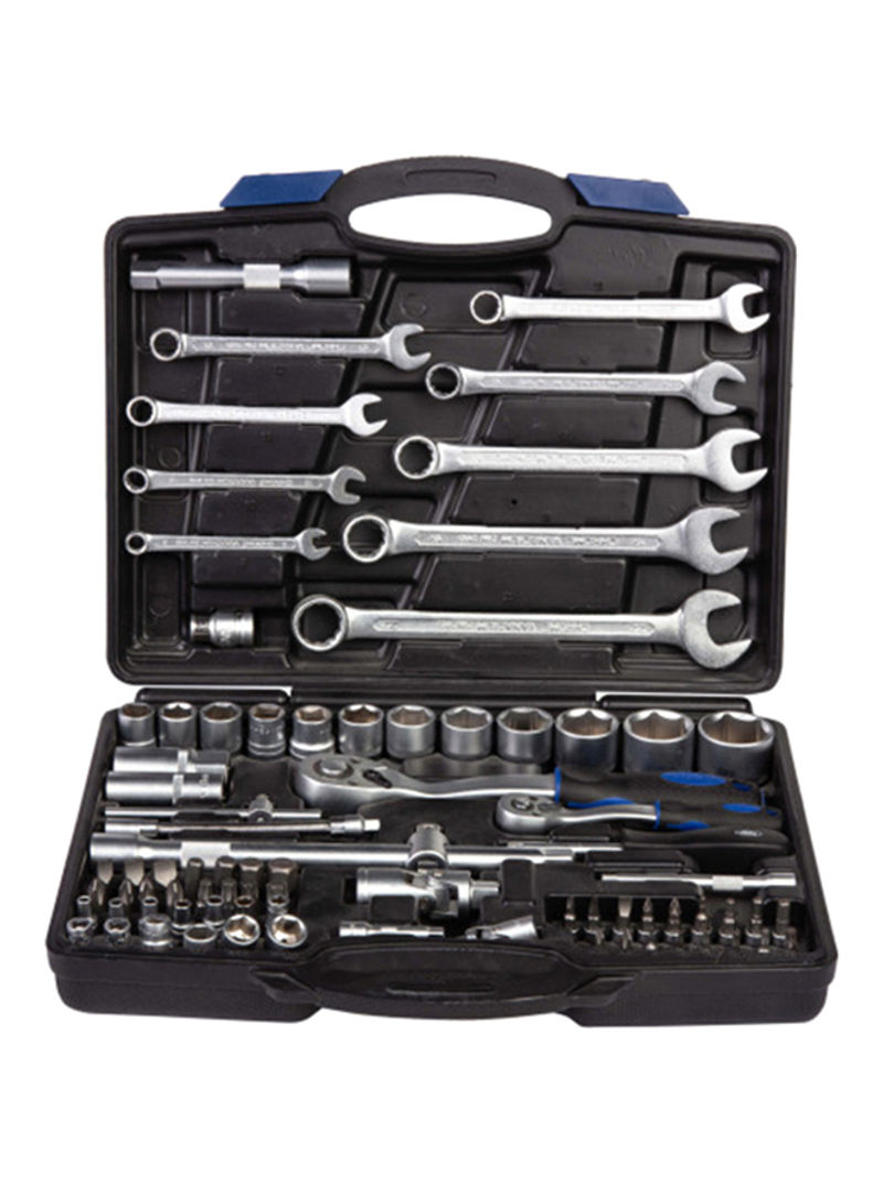 82-Piece Socket Drive And Spanner Tool Black