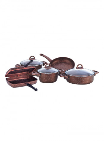 9-Piece Granite Cookware Set Mocha