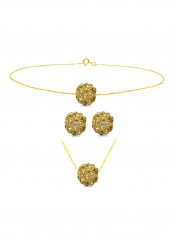 10 Karat Solid Yellow Gold Simple 10 mm Crystal Ball Jewellery Set