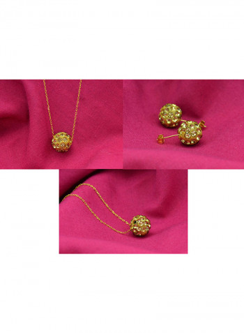 10 Karat Solid Yellow Gold Simple 10 mm Crystal Ball Jewellery Set