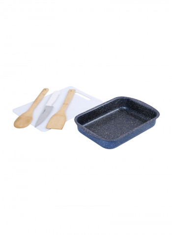 15 Piece Marble Cookware Set With 5 Layer Non-Stick Coating Blue 1centimeter