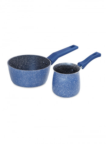 15 Piece Marble Cookware Set With 5 Layer Non-Stick Coating Blue 1centimeter