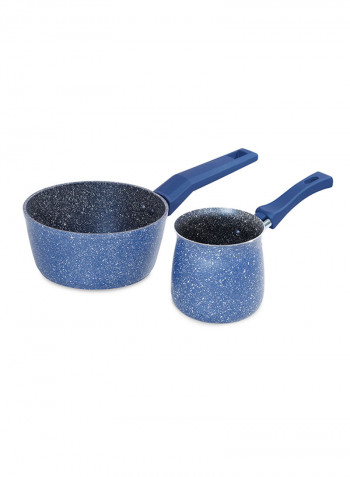 15 Piece Marble Cookware Set With 5 Layer Non-Stick Coating Blue 1centimeter