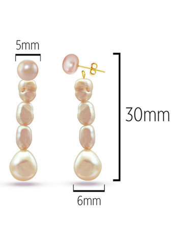 10 Karat Stud And Dangling Pearls Earrings