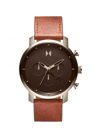 Men's Leather Analog Wrist Watch 28000070-D