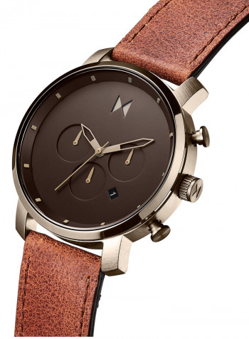 Men's Leather Analog Wrist Watch 28000070-D