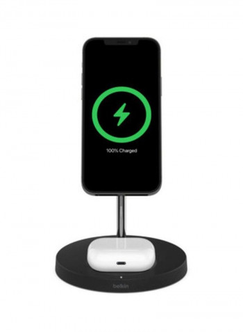 BoostCharge Pro MagSafe 2-in-1 with 15W Wireless Charger Stand - UK Black/White