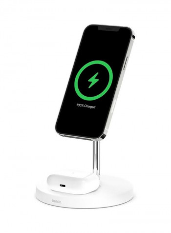 BoostCharge Pro MagSafe 2-in-1 with 15W Wireless Charger Stand - UK White