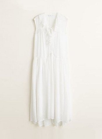 Ruffle Detail High Low Dress White