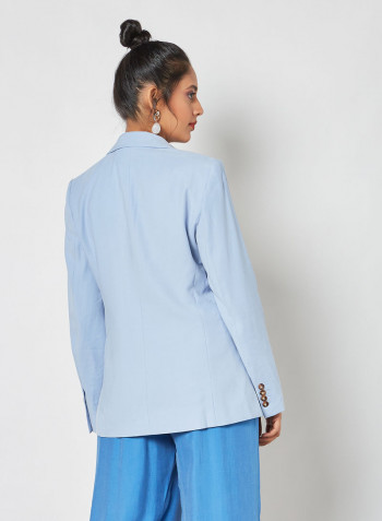 Structured Double-Breasted Blazer Light Pasatel Blue