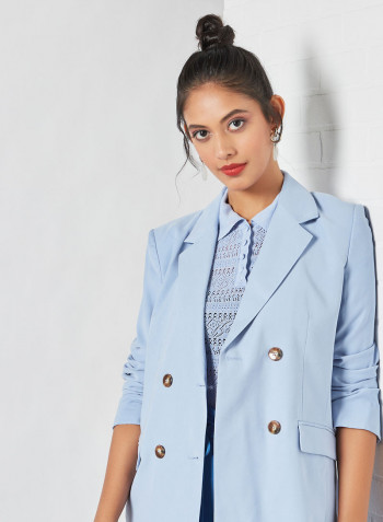 Structured Double-Breasted Blazer Light Pasatel Blue