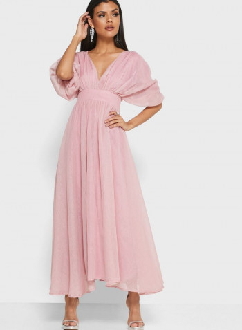 Kimono Sleeve Maxi Dress Pink