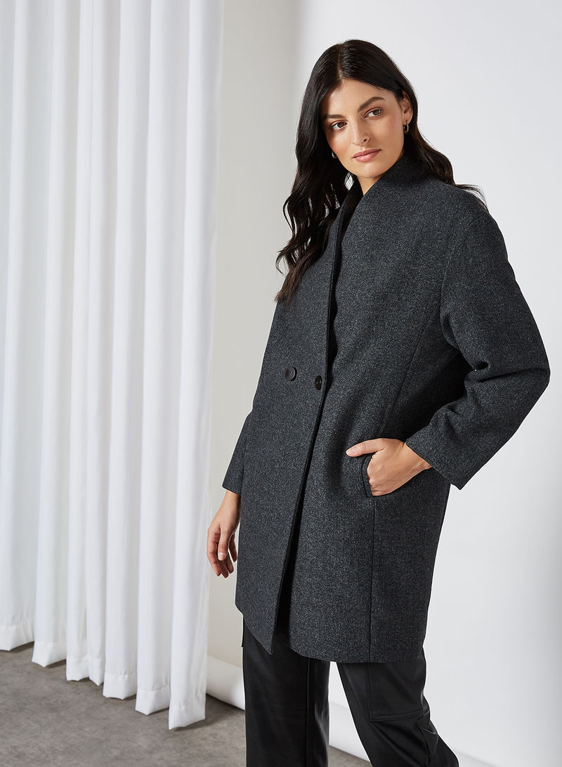 Wool Double Breasted Coat Grey