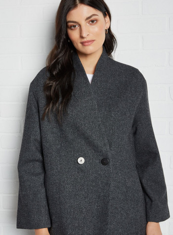 Wool Double Breasted Coat Grey