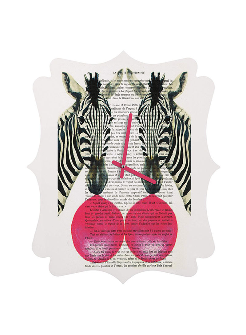Zebra Printed Wall Clock Multicolour
