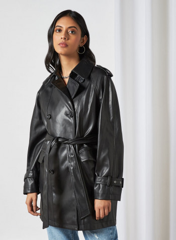 Faux Leather Jacket Black