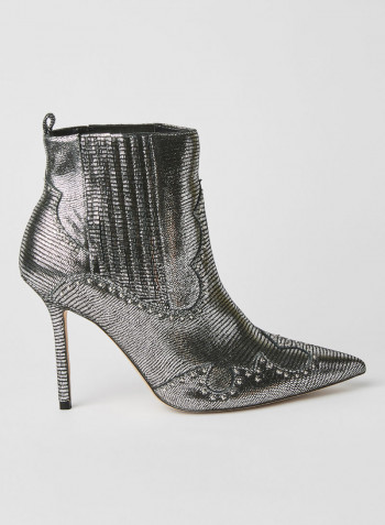 Kapone Stiletto Mid Heel Ankle Boots Grey