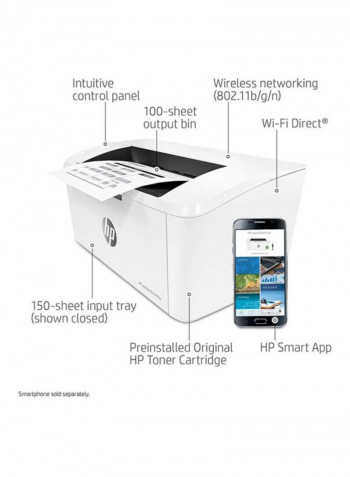 LaserJet Pro M15w Laser Printer With Mobile Print And Scan Function,W2G51A White