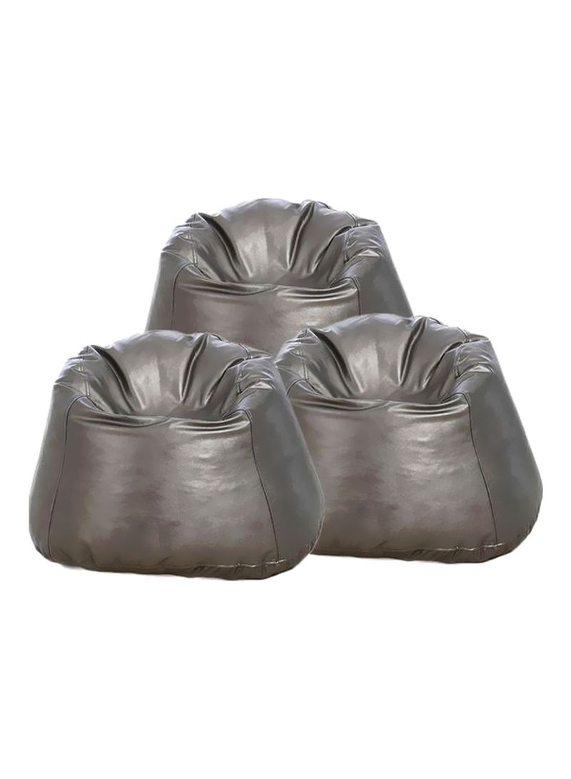 3-Piece Leather Bean Bag Set Silver 85x55x55centimeter