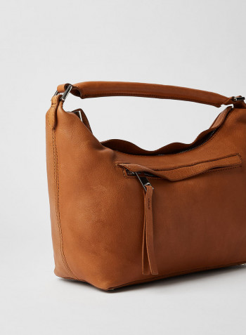 Multi Position Leather Shoulder Bag Brown