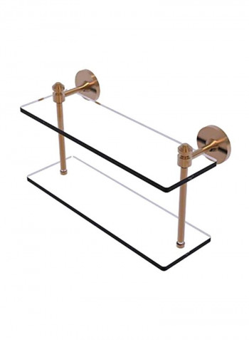 2-Tier Glass Shelf Clear/Brushed 16inch