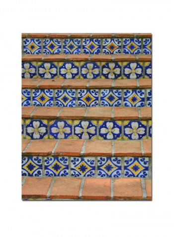 Blue And Yellow Tiles Canvas Wall Art Multicolour 18 x 24inch