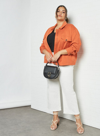 Plus Size Denim Jacket Orange
