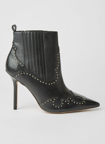 Kapone Stiletto Mid Heel Ankle Boots Black