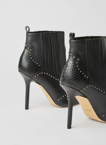 Kapone Stiletto Mid Heel Ankle Boots Black