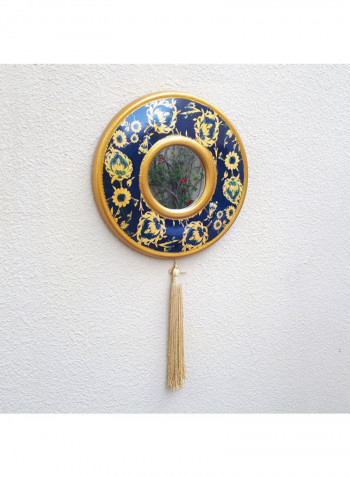 Ottoman Style Ceramic Ramadan Wall Decor with Mirror Golden/Blue