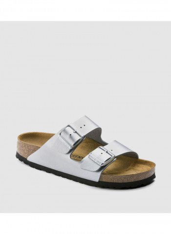 Comfortable Arizona Birko Flor Slides Silver