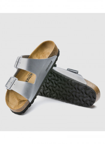 Comfortable Arizona Birko Flor Slides Silver