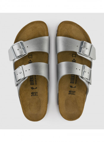 Comfortable Arizona Birko Flor Slides Silver