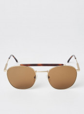 Men's Full-Rim Metal Round Sunglasses - Lens Size: 53 mm