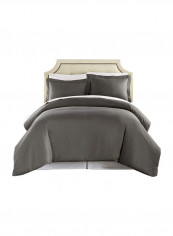 3-Piece Duvet Cover Set Polyester Grey Queen