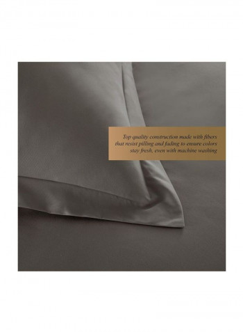 3-Piece Duvet Cover Set Polyester Grey Queen