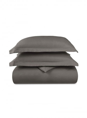 3-Piece Duvet Cover Set Polyester Grey Queen