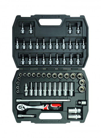 58-Piece Socket Tools Set Silver/Black 0.375inch