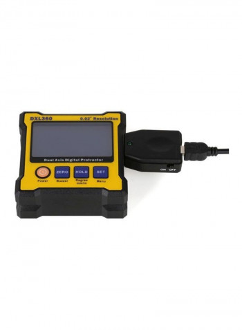 Dual Axis Digital Angle Protractor Yellow/Black