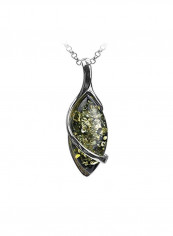 925 Sterling Silver 4 Ct. Amber Marquise Pendant Necklace