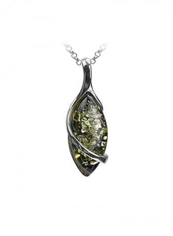 925 Sterling Silver 4 Ct. Amber Marquise Pendant Necklace