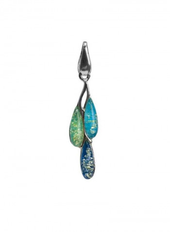 925 Sterling Silver Amber Studded Pendant