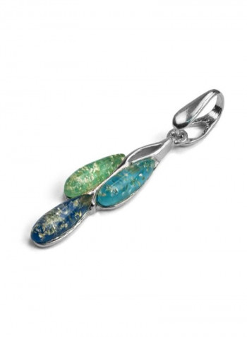 925 Sterling Silver Amber Studded Pendant
