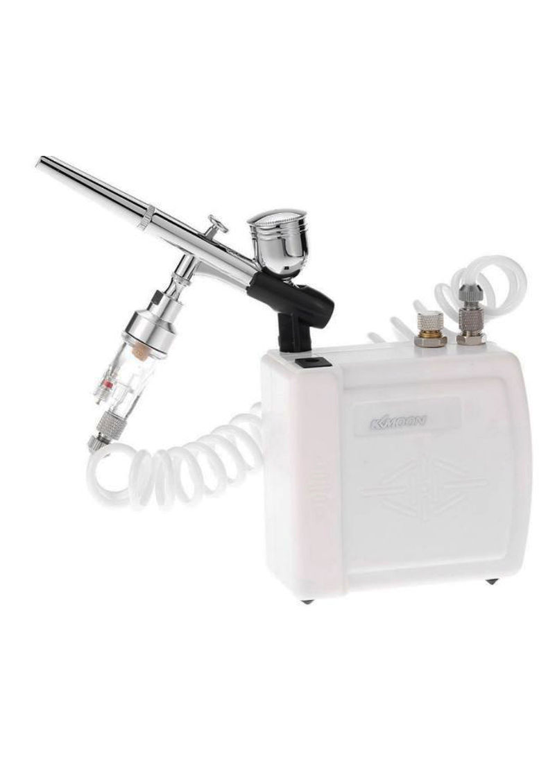 Professional Dual Action Air Brush And Air Compressor Kit For Art Painting White/Silver/Black
