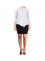 Double Layer Maternity And Nursing Dress Grey/Black