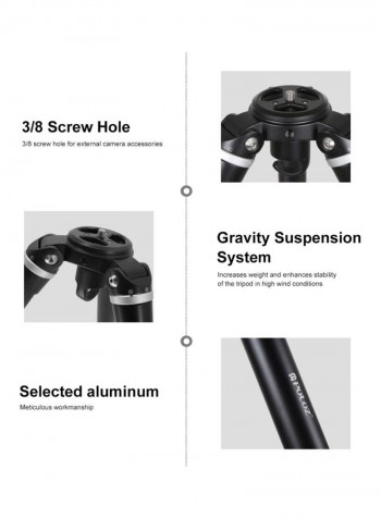 PU3029 4-Section Tripod Mount For DSLR/SLR Cameras Black