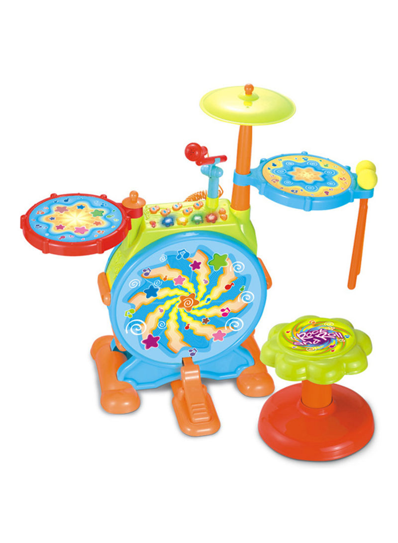 Toy Drum Set With Sing-along Microphone And Stool