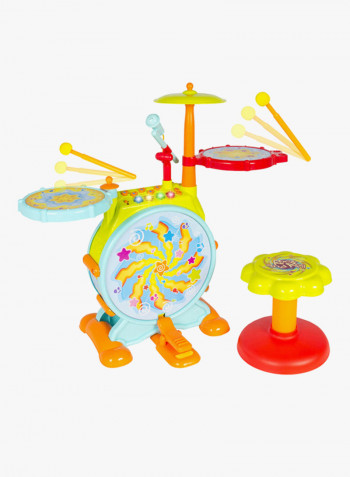 Toy Drum Set With Sing-along Microphone And Stool