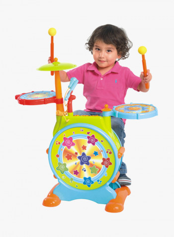 Toy Drum Set With Sing-along Microphone And Stool